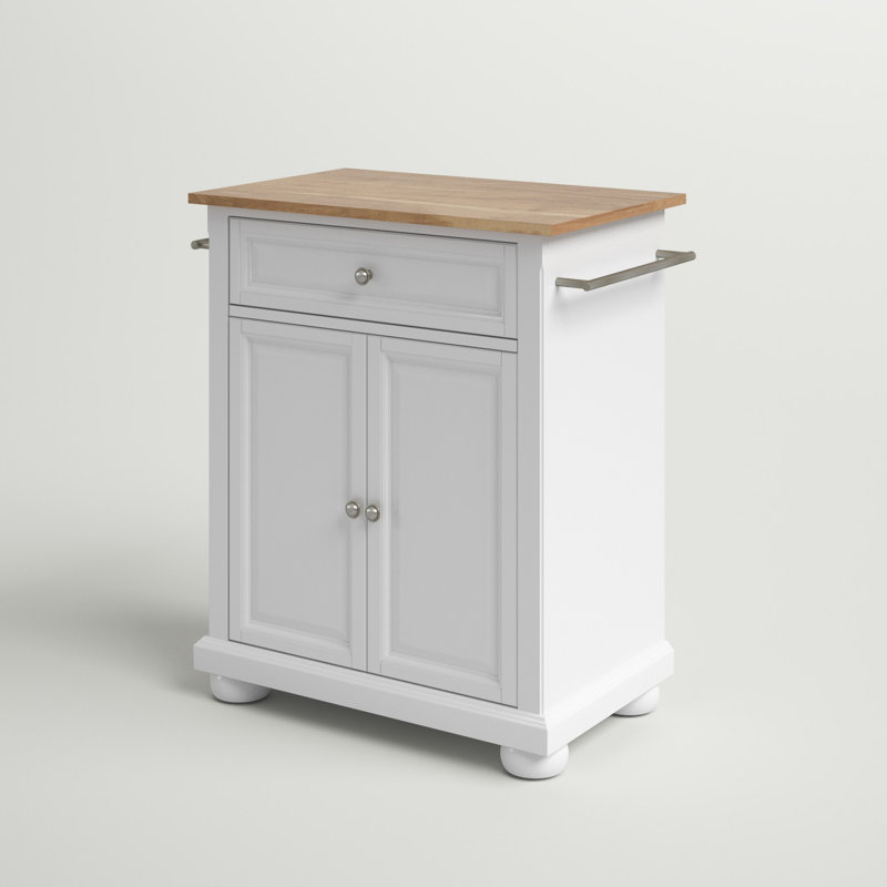Three Posts™ Hedon 31'' Wide Rolling Kitchen Cart with Solid Wood Top